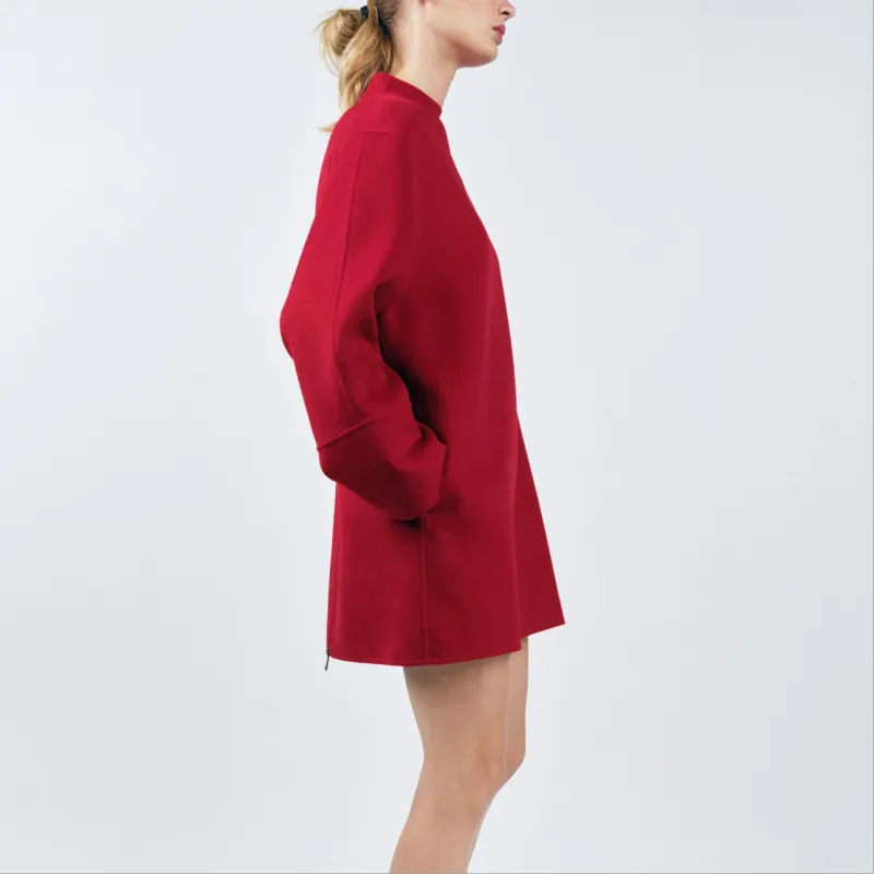 ZARA ZW Series Long-Sleeved Dresses Women's Red-3