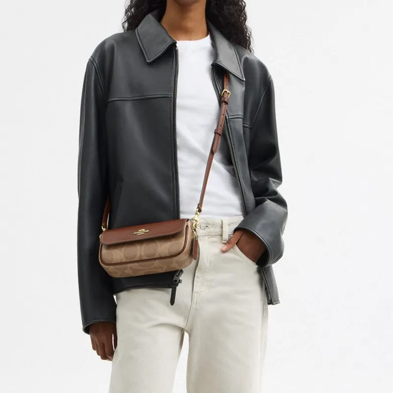 COACH Hailey Leather Shoulder Bag, Crossbody Bag Tubas Women's Brown-7