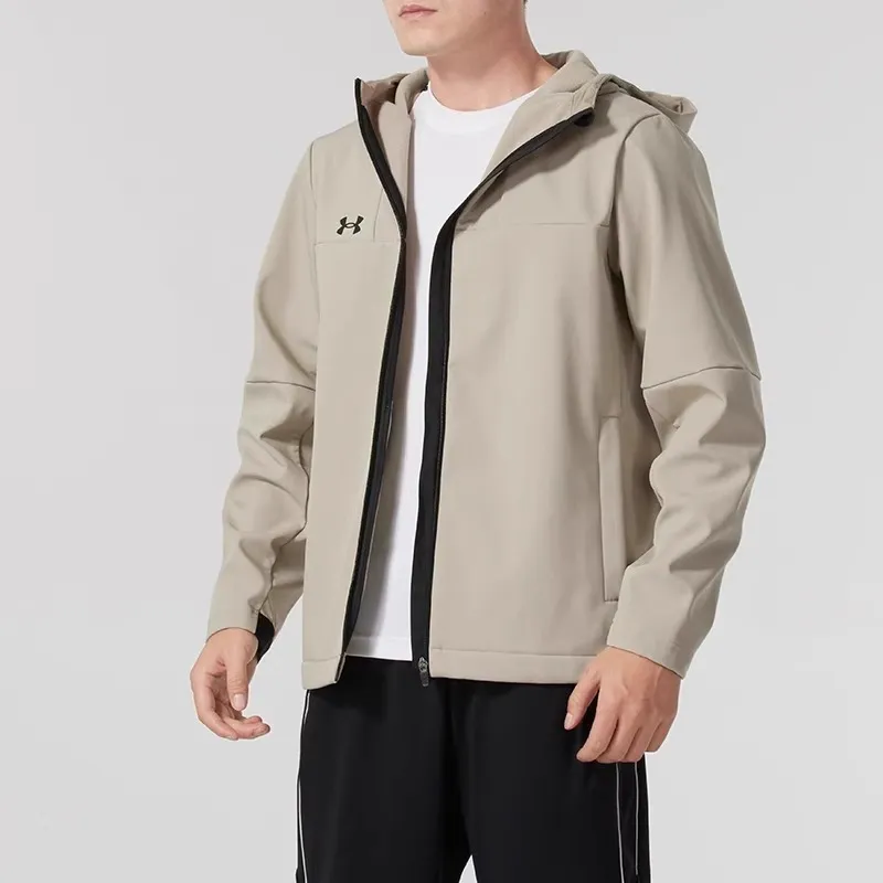 Under Armour Windbreaker Jacket Unisex Taupe Comes With Necklace-3