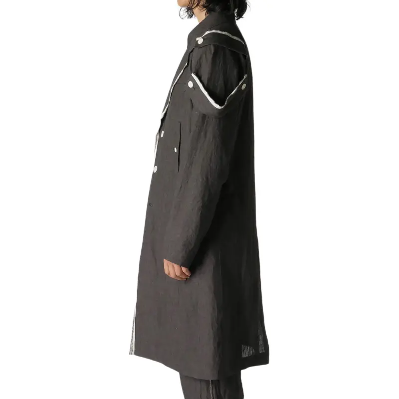 Yohji Yamamoto Contrast trim Ramie Coat-2