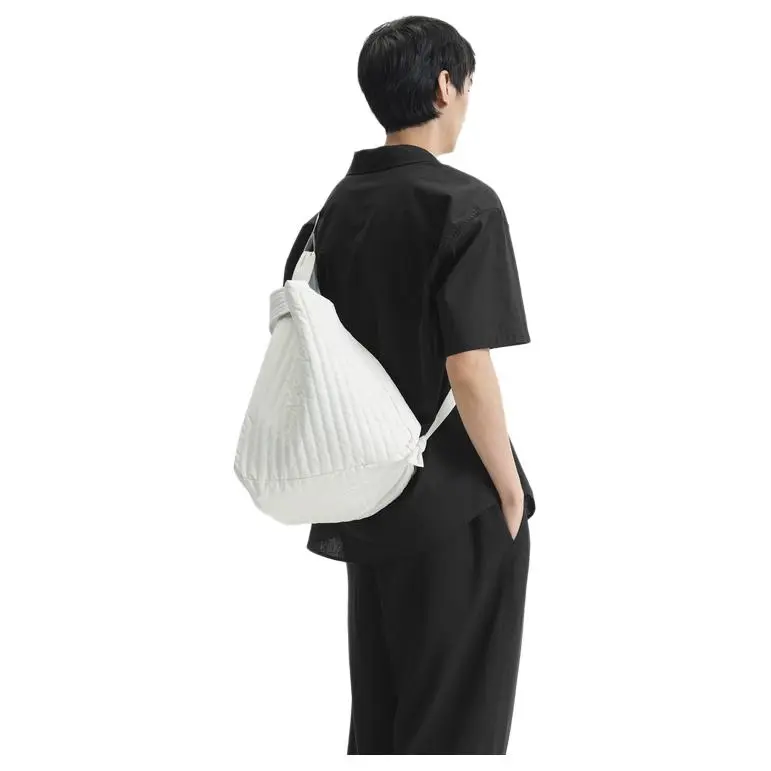 Nice Rice Fabric Shoulder Bag, Crossbody Bag, Handbag Medium Size Unisex Black/Ecru-10