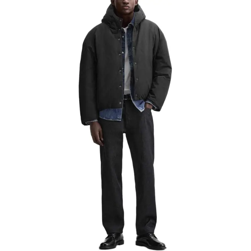 ZARA Puffer Jackets Men Black-2