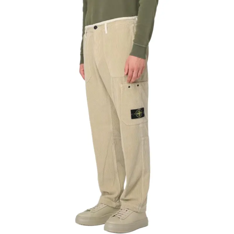 STONE ISLAND Logo Patch Corduroy Trousers-3