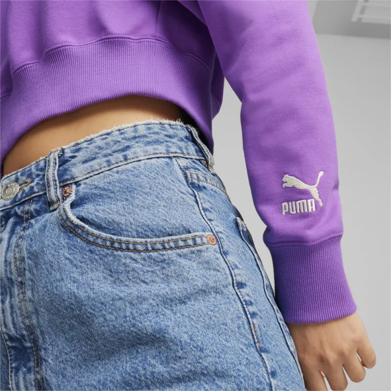 PUMA TEAM FOR THE FANBASE Cropped Hoodie TR Sweatshirt Women's Purple-4