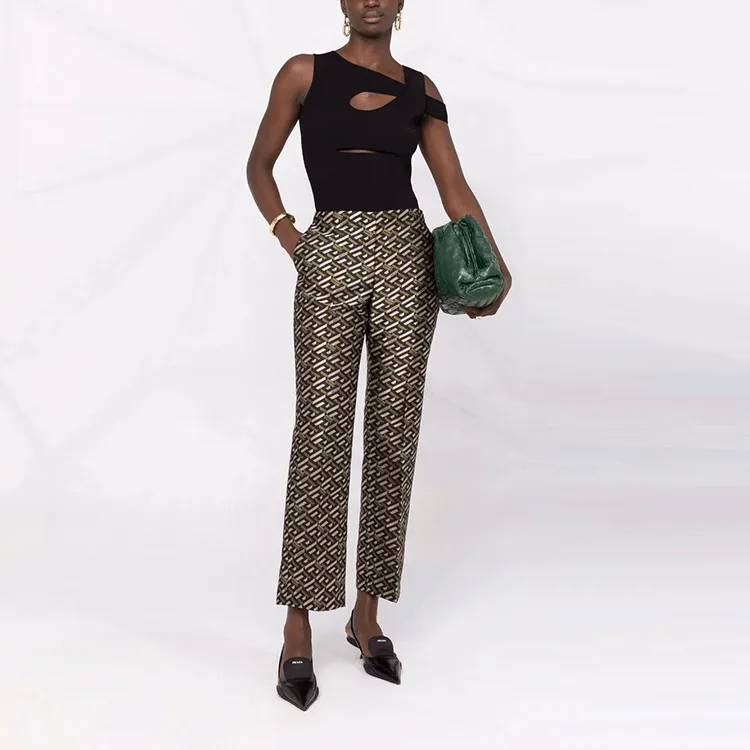 VERSACE Monogram Jacquard Pants 'Black/Khaki'-1
