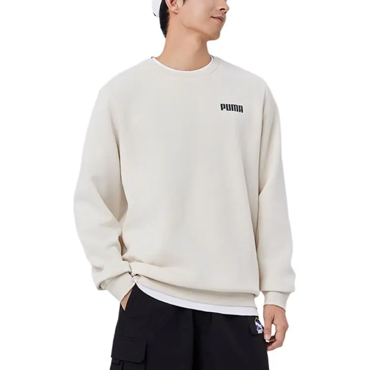 PUMA ESS CREW SWEAT FL Sweatshirt Men's Snow White-3