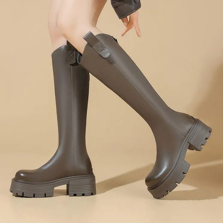 KEKAFU Knee high Boots Women's Black/Brown/Khaki-11