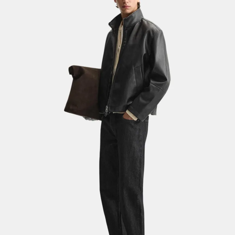 ZARA Leather Jacket Men's Black-4