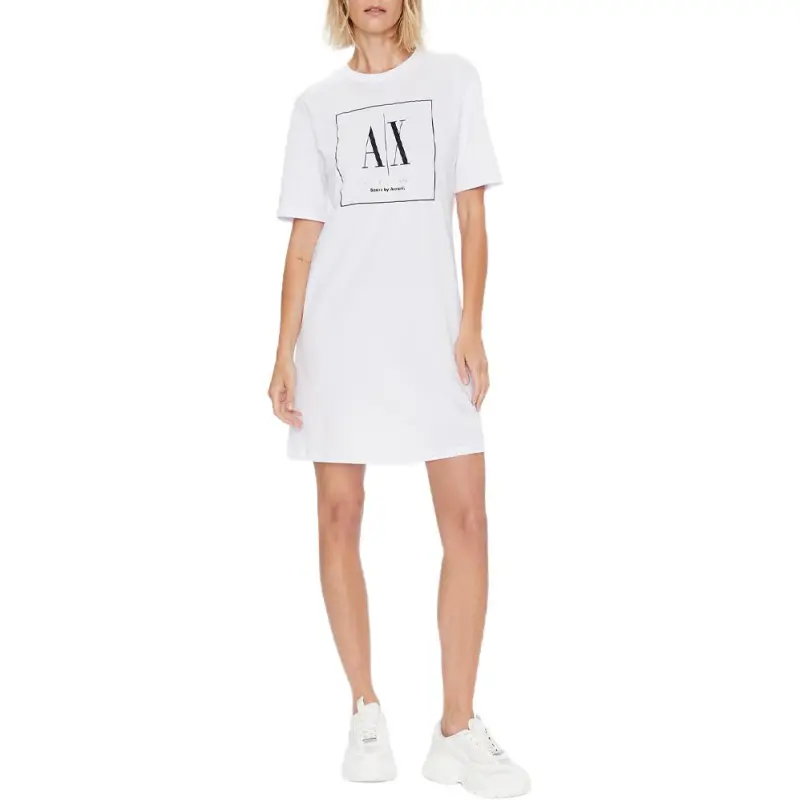ARMANI EXCHANGE Short Sleeved Dresses Women's White-3