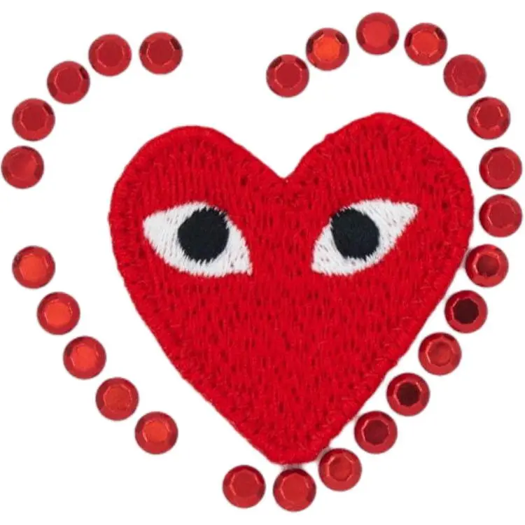 CDG Play Emblem Rhinestone Heart T-Shirt-1