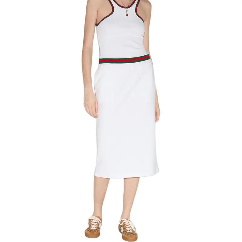 GUCCI Knit Long Skirt Women's White-1