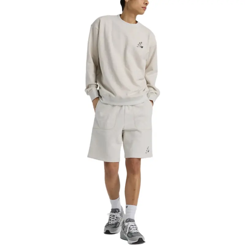 New Balance Comfortable Versatile Baseball Solid Color Shorts Unisex Oats Heather-4