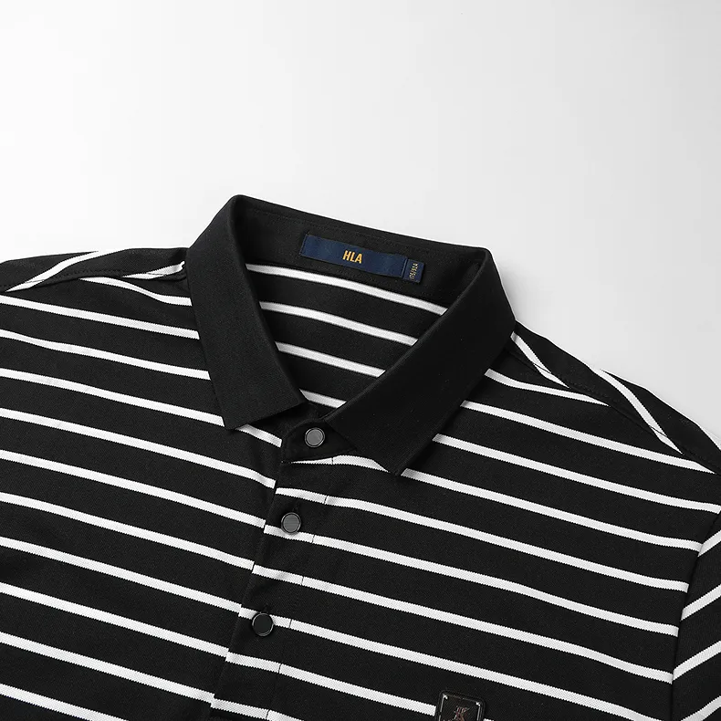 HLA Polo Shirts Men Black Stripes 29-2