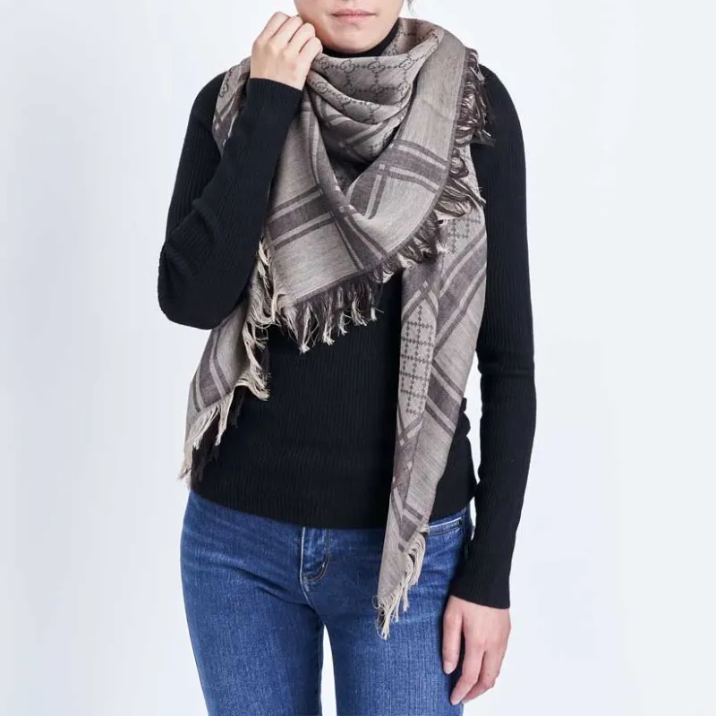 GUCCI GG Shawls Unisex Beige/Brown-2