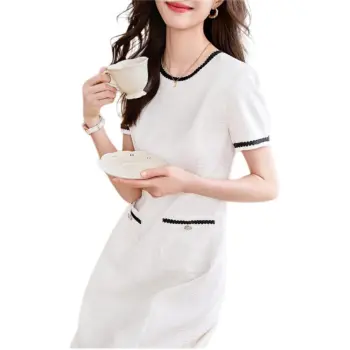 Mo Han Yi Mei Short Sleeved Dress Women's Ecru