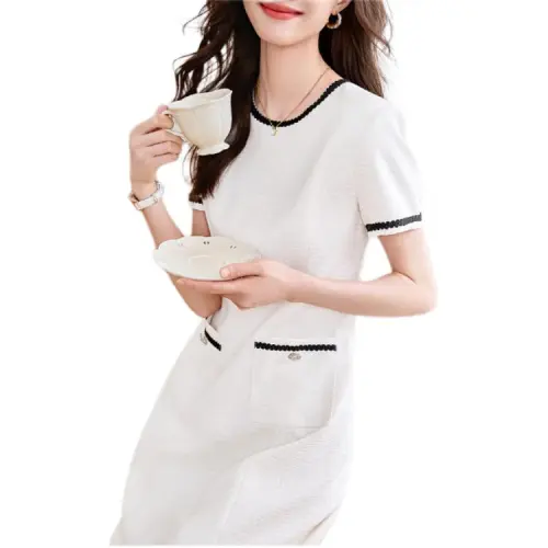Mo Han Yi Mei Short Sleeved Dress Women's Ecru