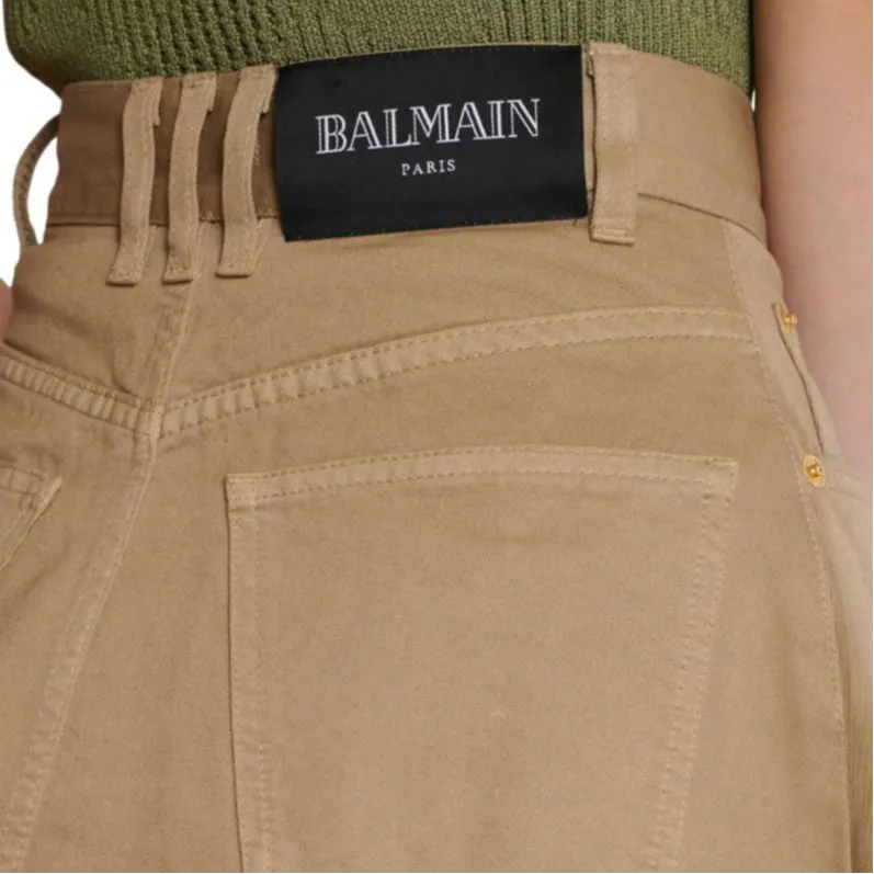 BALMAIN Flared-Effect Logo Patch Skirt-6
