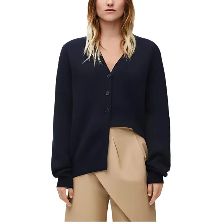 LOEWE Asymmetric Cardigan 'Dark Navy'-3