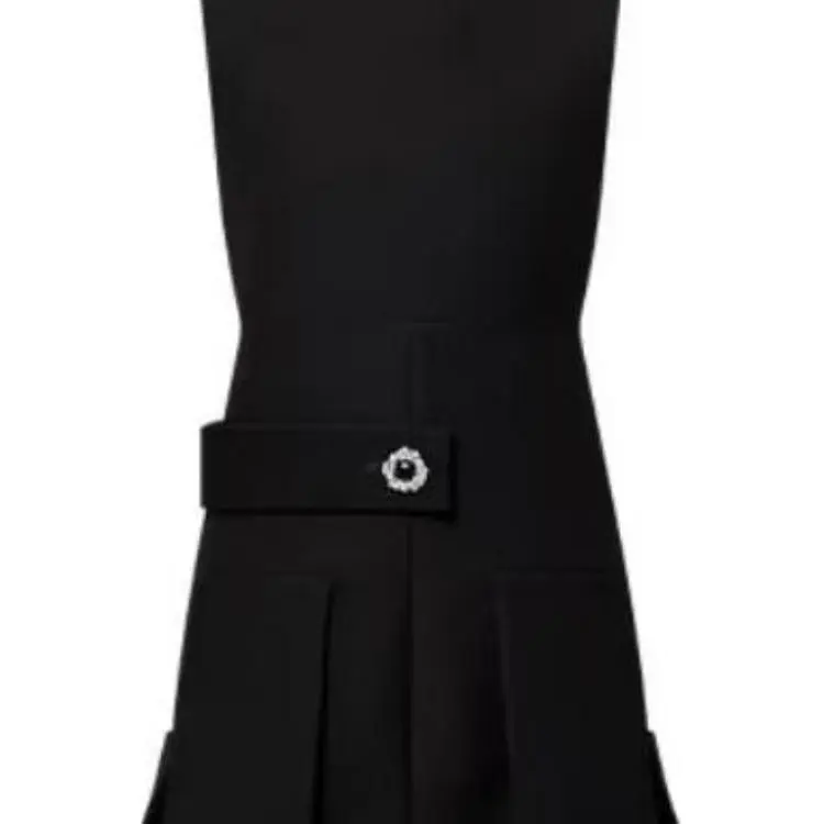 LOUIS VUITTON Wool Silk Button Tab Pleat Dress-4