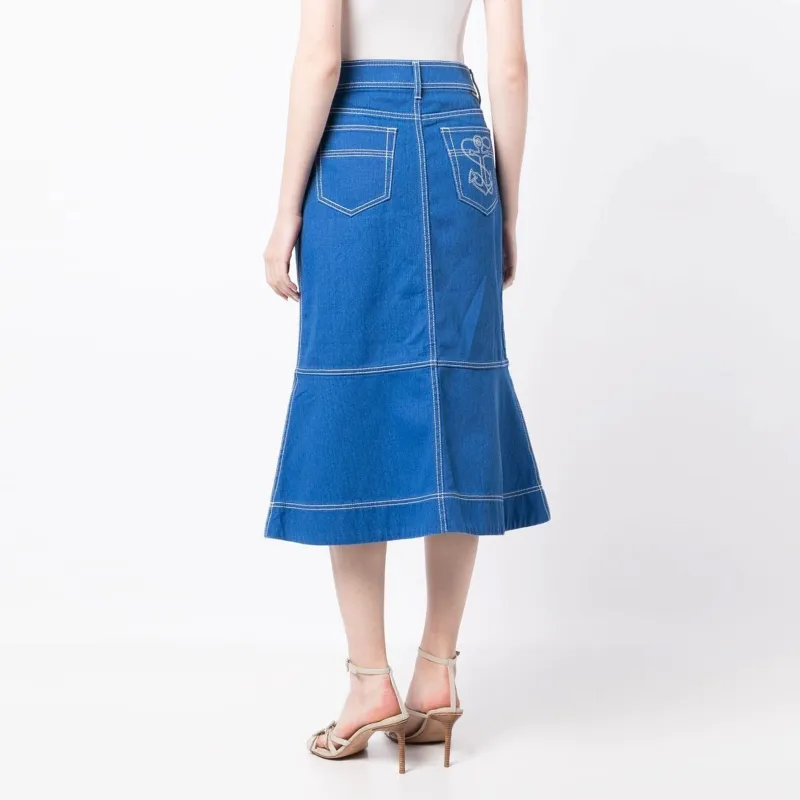 Zimmermann Denim Long Skirts Women's Blue-2