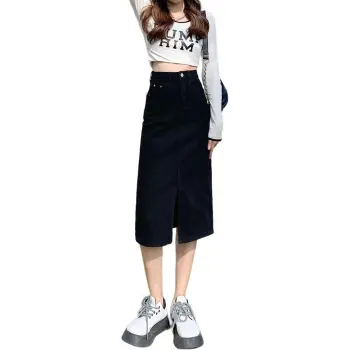 7 SEVFUN Denim Long Skirt Women's Black
