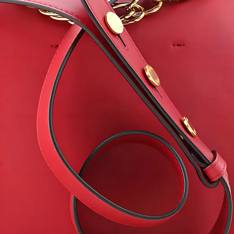 FENDI Kan U Sheepskin Shoulder Bag, Crossbody Bag Women's Red-4