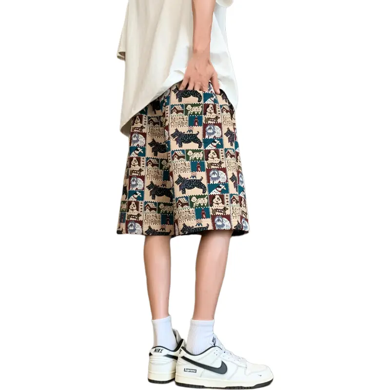 JIMI&JONS Casual Shorts Unisex Embroidery Dog-1