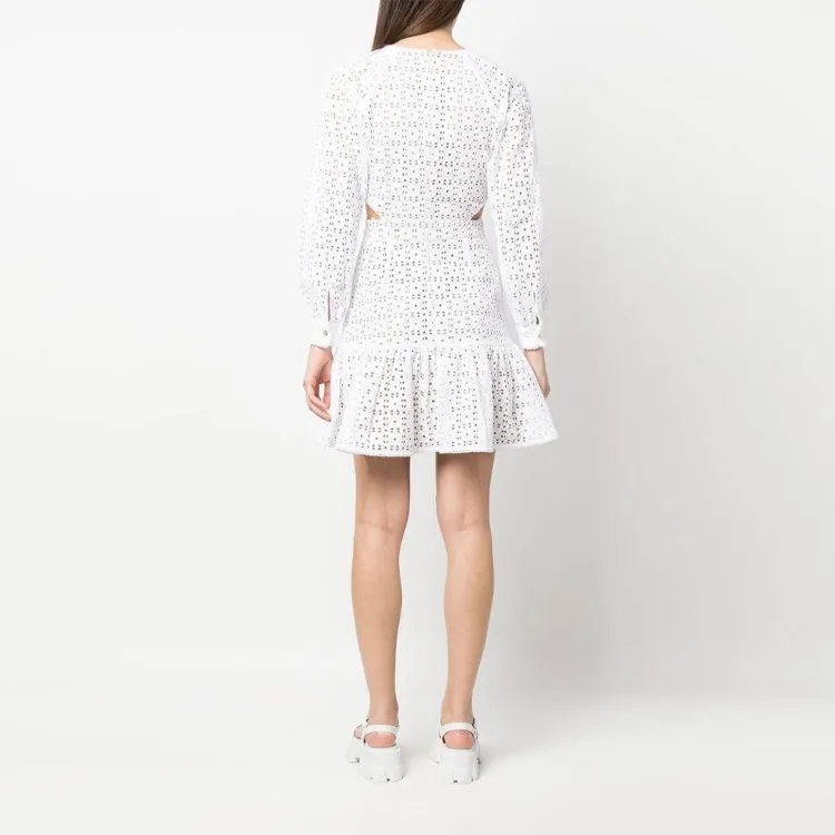 MICHAEL KORS Cotton Eyelet Cutout Mini Dress-2
