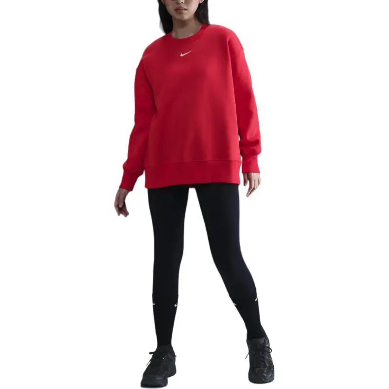Nike PHNX FLC OS LONG CRE Sweatshirt Women's Red-1