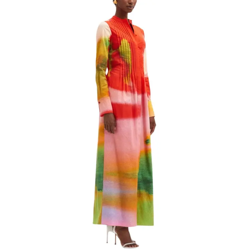 Oscar De La Renta Abstract Watercolor Kaftan-3