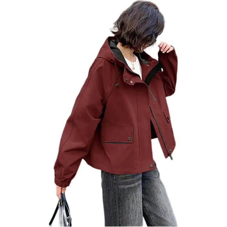 Fele.d Cropped Coats Women's Maroon-1