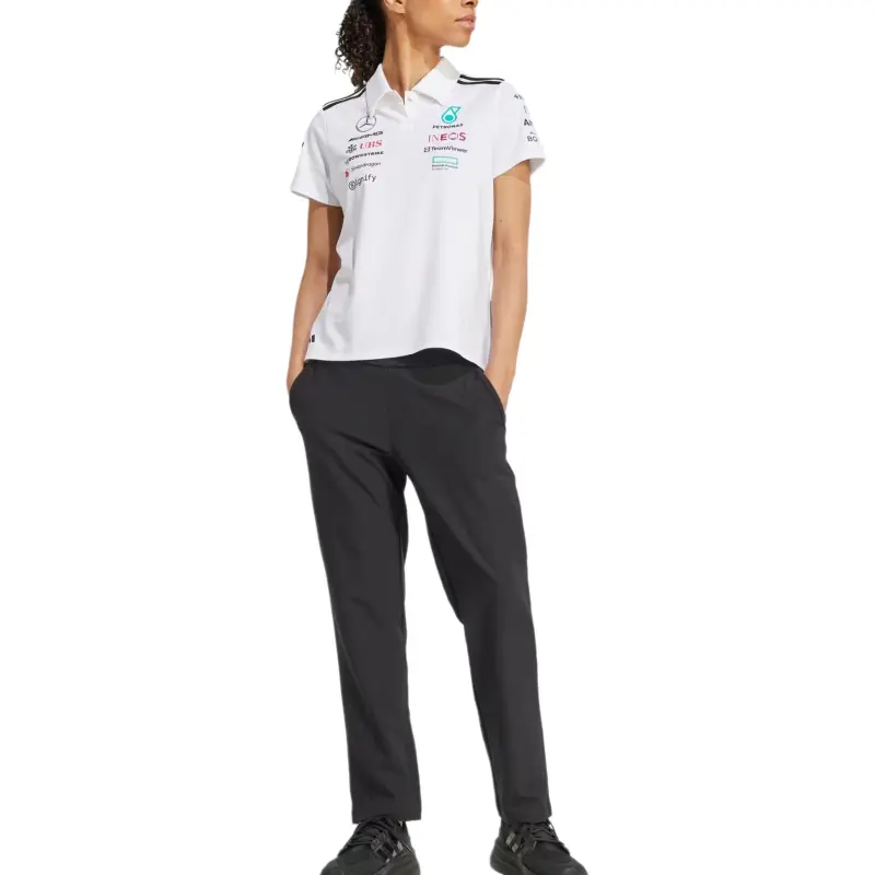 Adidas Women's Mercedes Amg Petronas Formula Team Polo White Melange/Black-3