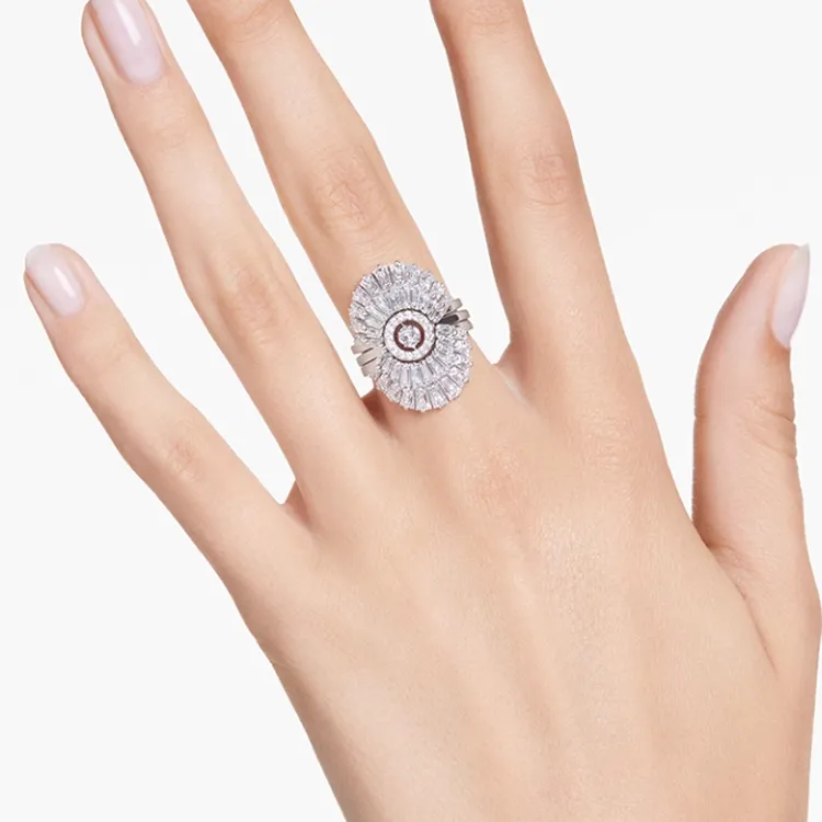 Swarovski Rhodium Plated Rings Unisex Silver-3