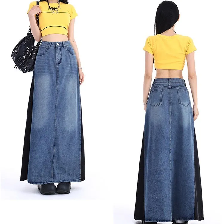 Ordifen Denim Long Skirts Women's-5
