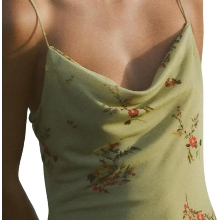 ZARA Slip Dress Women's Light Green-2