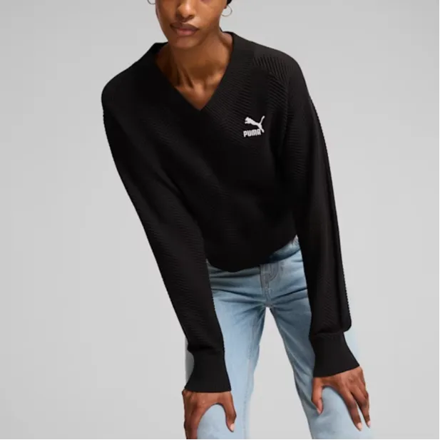 PUMA T7 Knitted V Neck Crew Women's-3