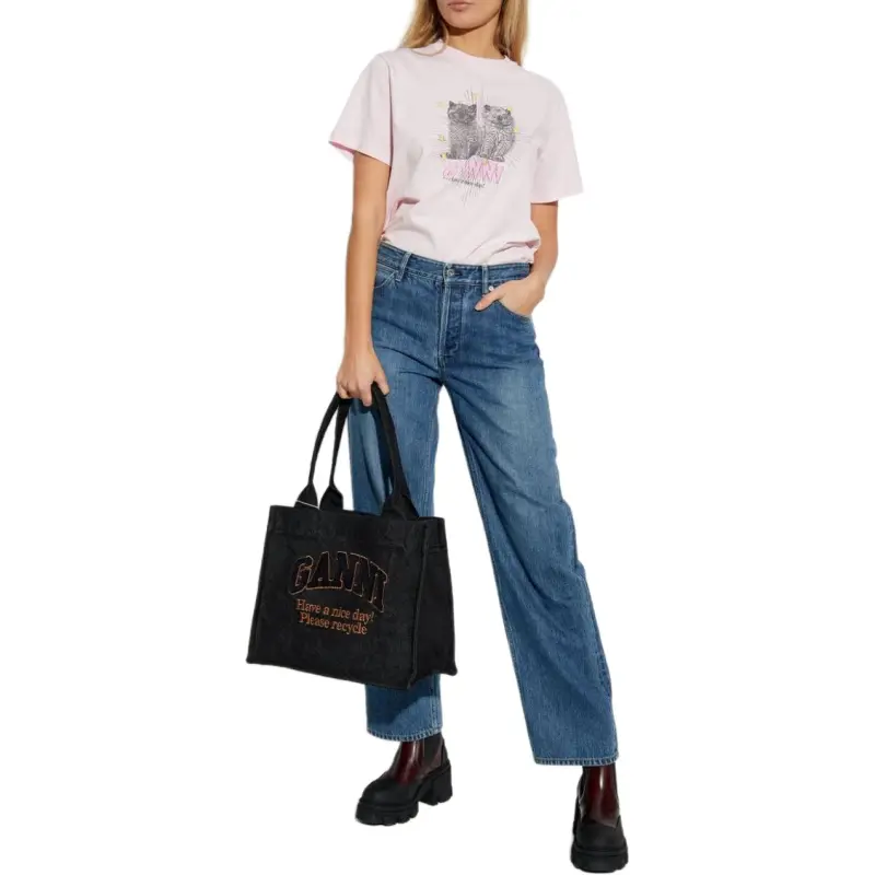 GANNI Graphic Printed Crewneck T Shirt-2