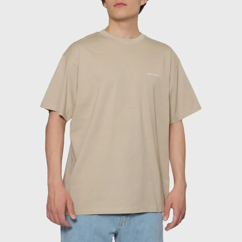 Carhartt WIP S/S Script Embroidery T Shirt T Shirt Men's Light Coffee-1