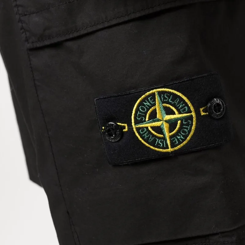 STONE ISLAND Logo Patch Mid Rise Cargo Shorts-4