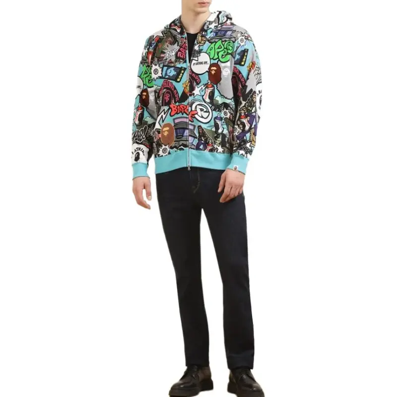 Bape Comic Art Shark Zip Hoodie-4