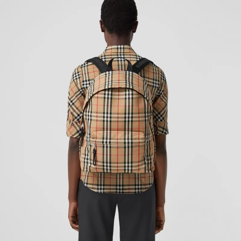 Burberry Vintage Check Nylon Backpack Archive Beige-11