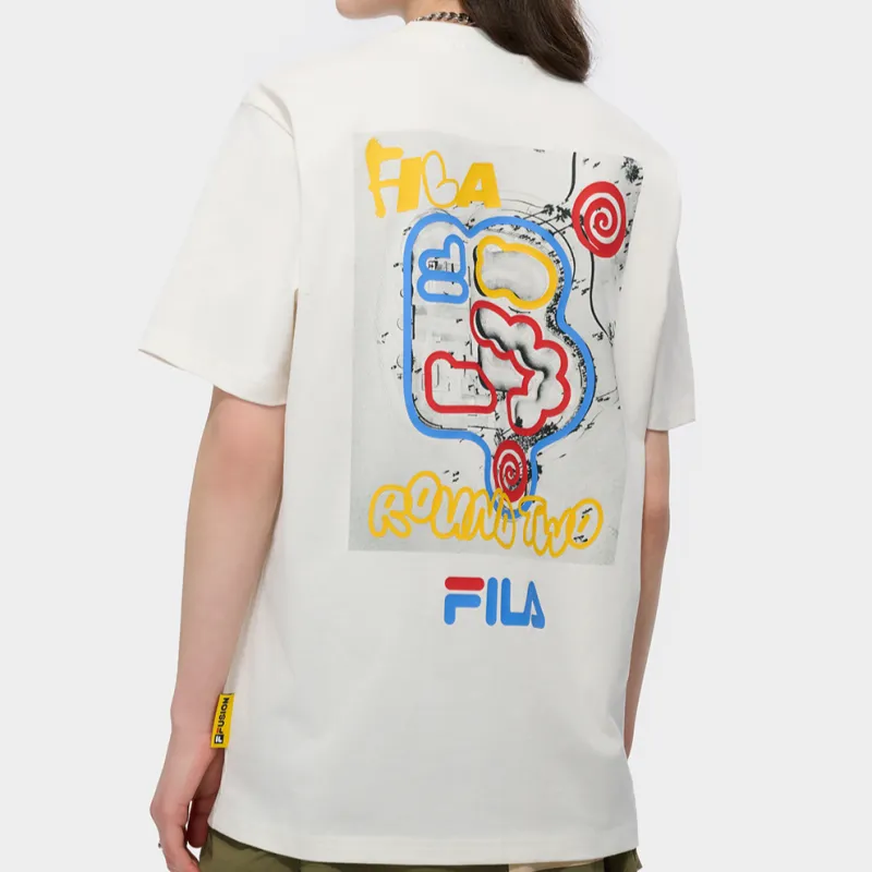 FILA FUSION x ROUND TWO SS25 T Shirt Unisex Cloud White WT-3
