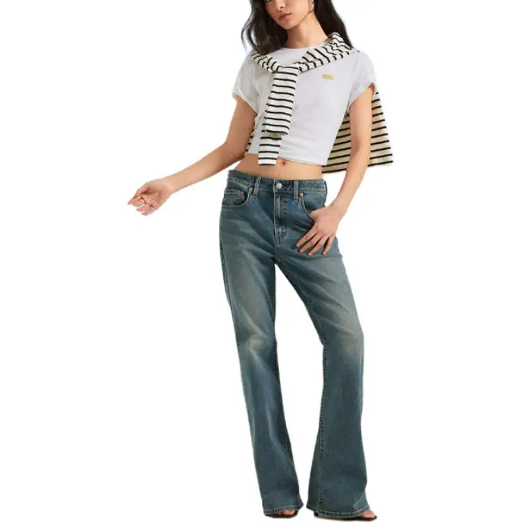 Levi's Classic Logo Casual Minimalist Style Knitted Fabric Crew Neck Business Casual Short Sleeved Women's-1