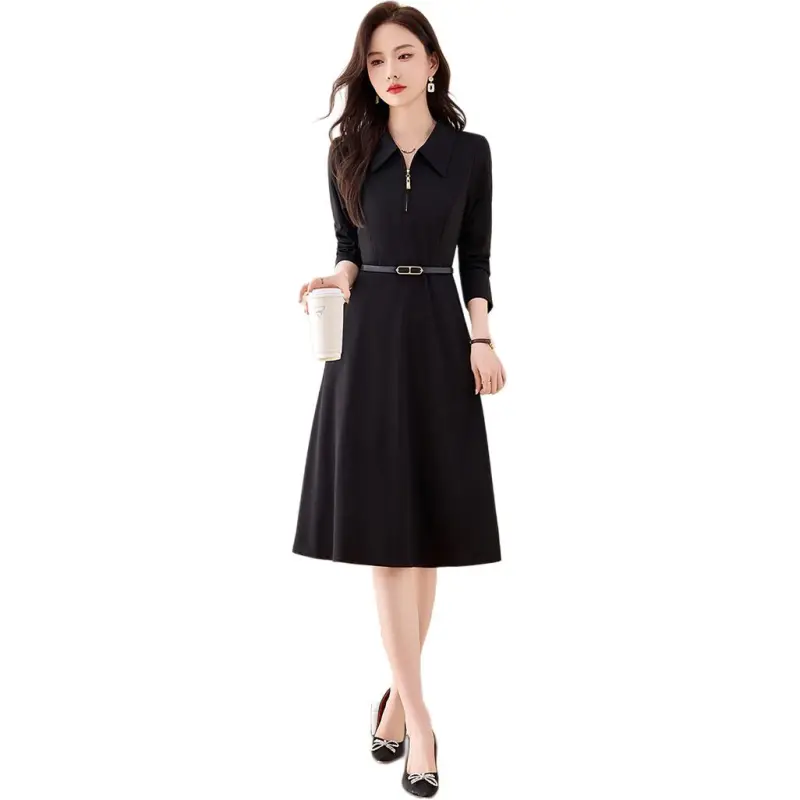 Fele.d Long Sleeved Dress Women's Black-1