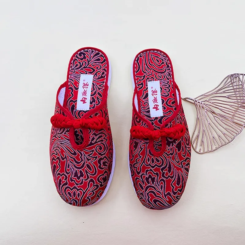 Neiliansheng Multi Layer Sole Abrasion Resistant Wrap toe Slippers Women's Red-2