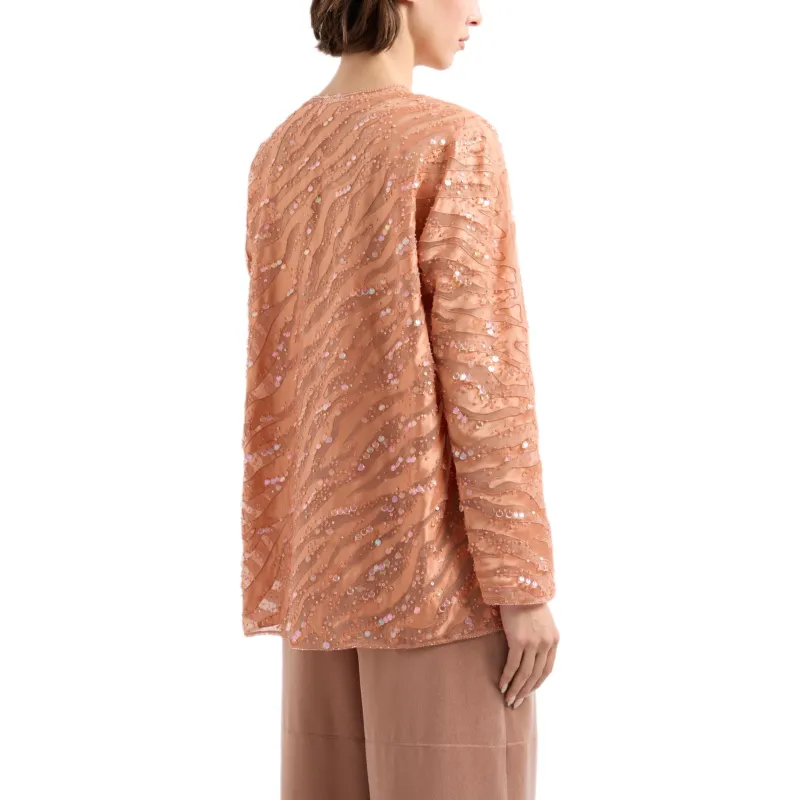 GIORGIO ARMANI Organza Shirt With Animal Skin Motif Embroidery-2