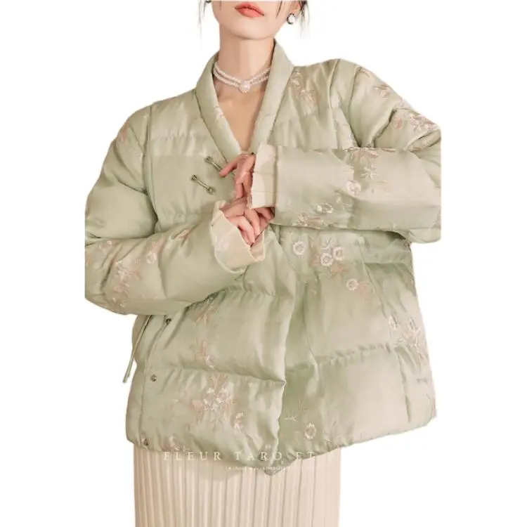 QIAOYUHUAZUN Puffer Jacket Women's Light Green-5