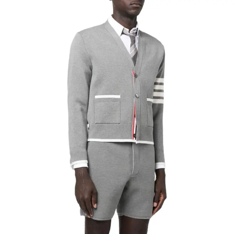 THOM BROWNE 4 Bar Striped Buttoned Cardigan-3