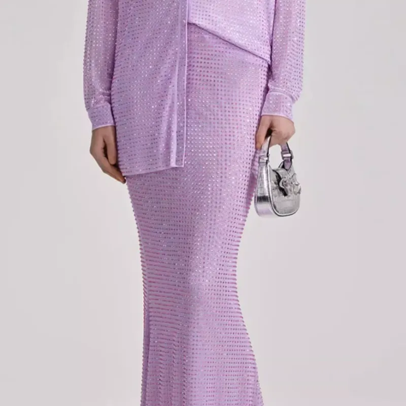 Self portrait Casual Long Skirt Women's Lilac-4