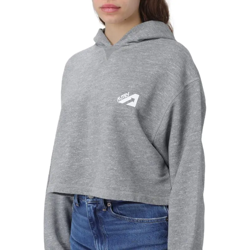 AUTRY Logo flocked Cropped Hoodie-4
